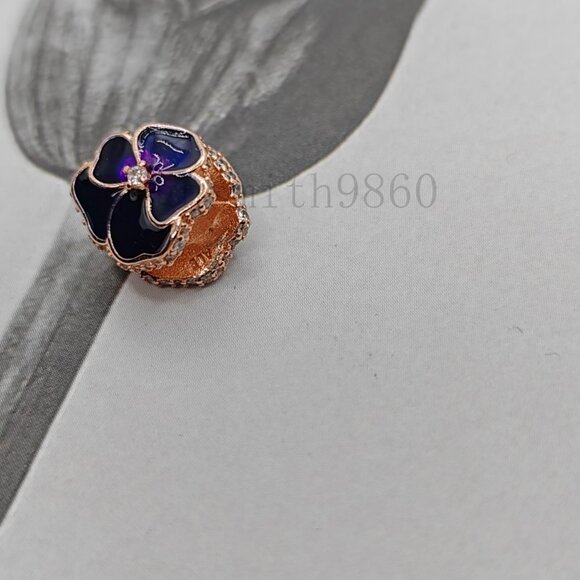 Pandora Deep Purple Pansy Flower Charm - Picture 2 of 5